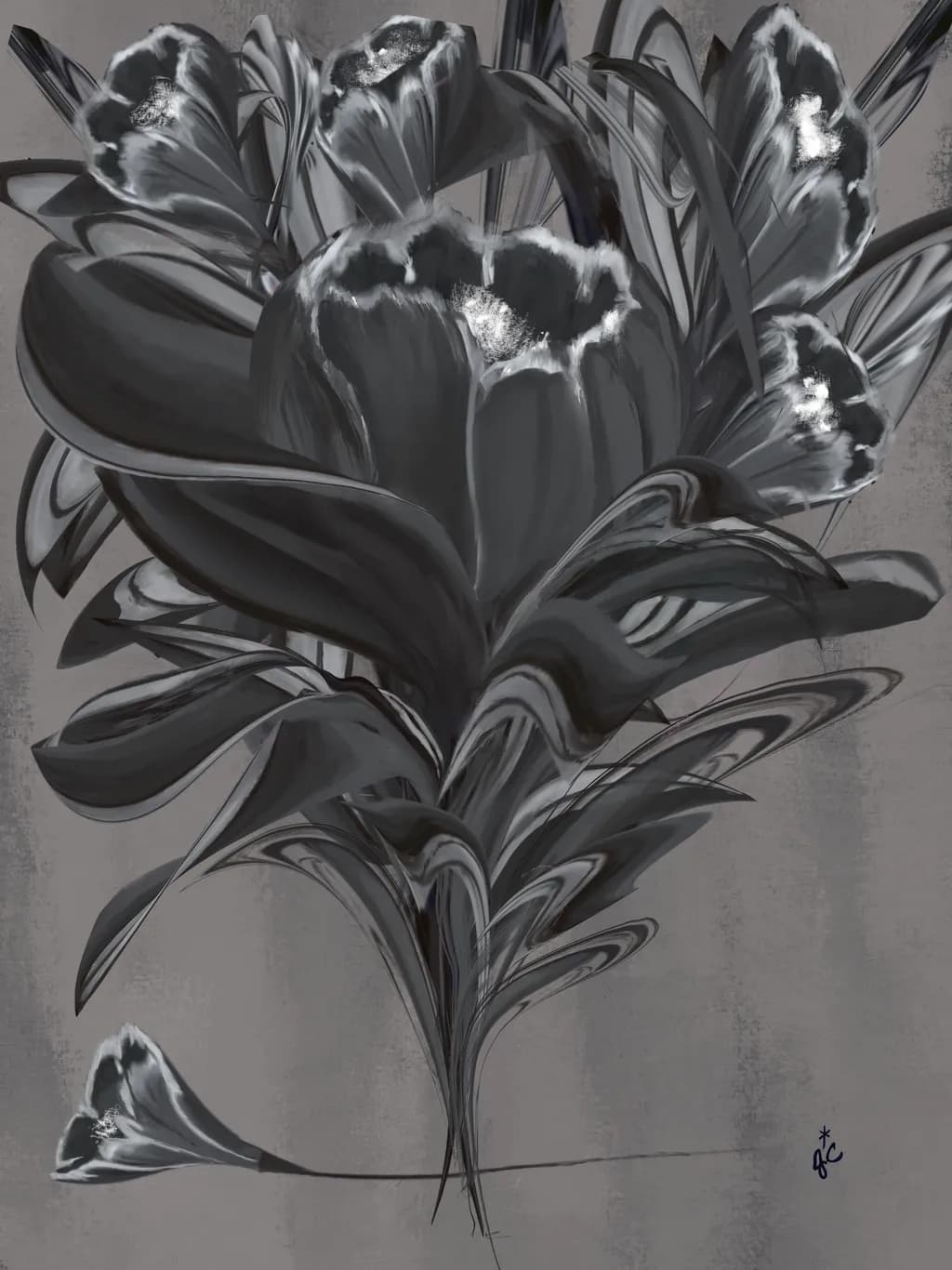 Whispers of Elegance: A Monochrome Floral Dance