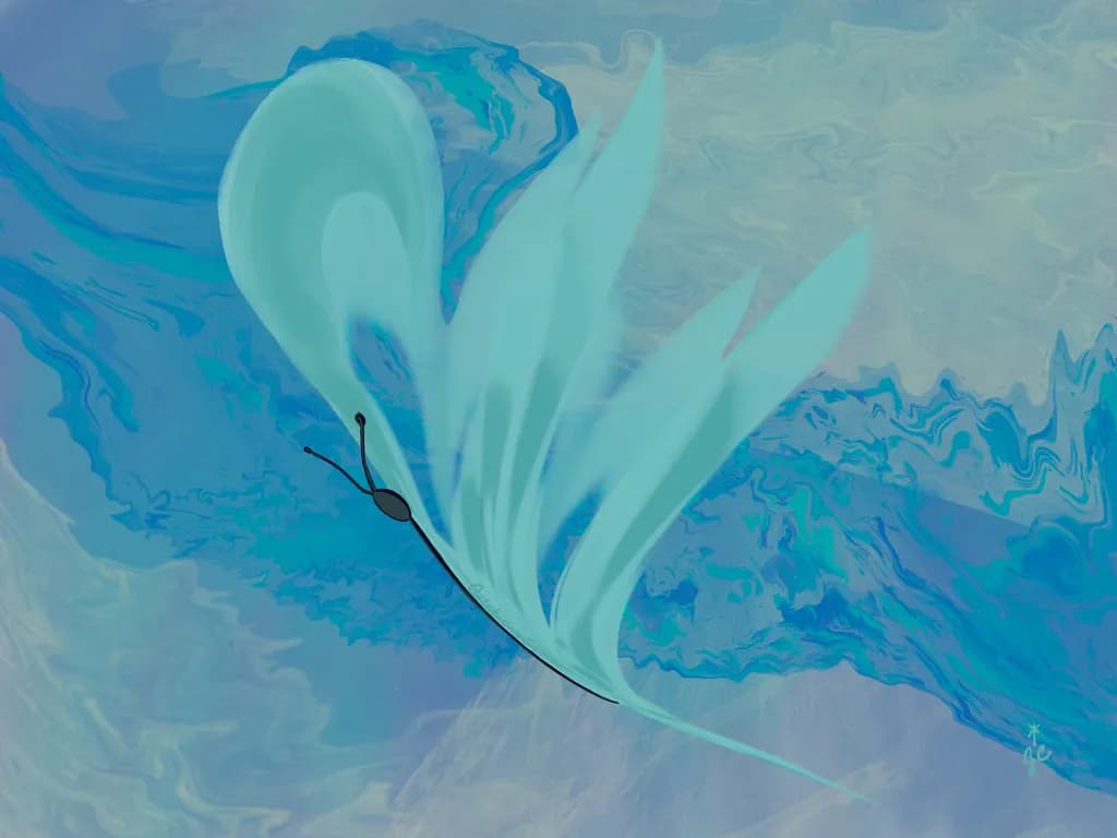 Whispers of the Ocean: A Serene Butterfly Dance in Aqua Hues