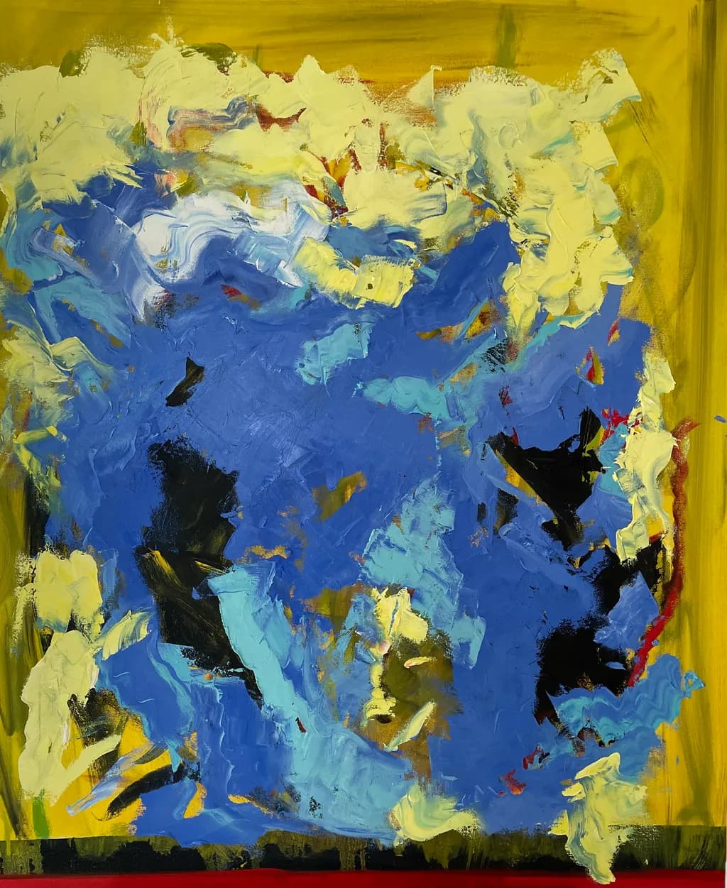 Vibrant Chaos: An Abstract Dance of Blue and Yellow Textures