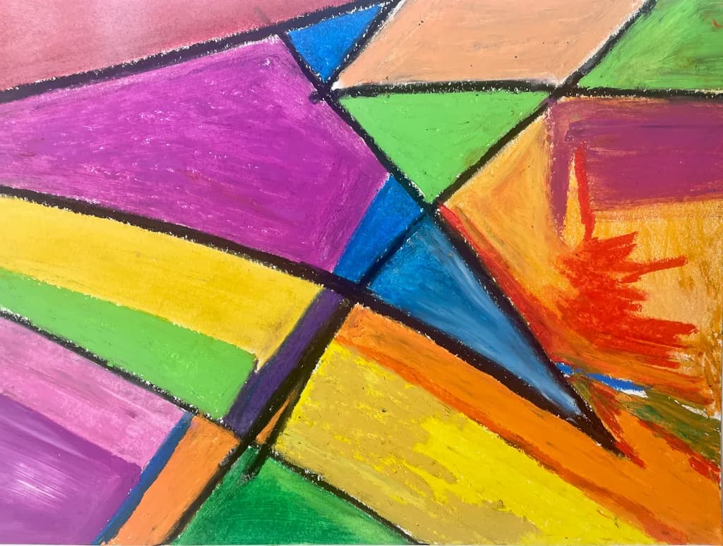 Vibrant Geometric Harmony: An Abstract Play of Colorful Shapes