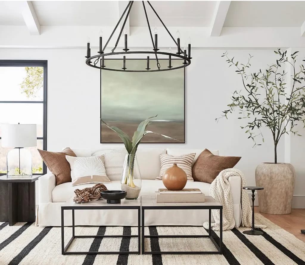 Serene Horizons: A Modern Neutral Landscape for Cozy Living Spaces