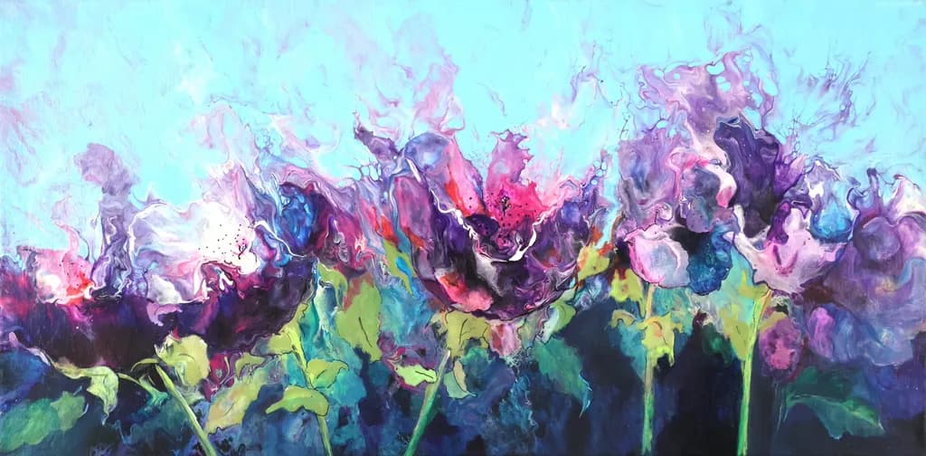 Whispers of Color: A Dance of Blossoms Beneath a Sky of Dreams
