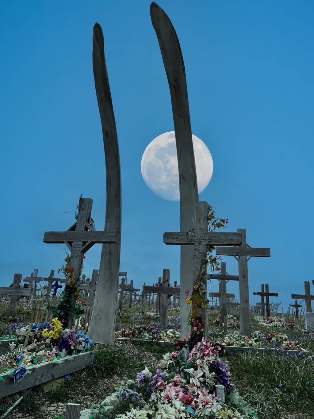 Whimsical Whispers: Moonlit Memories Among the Crosses