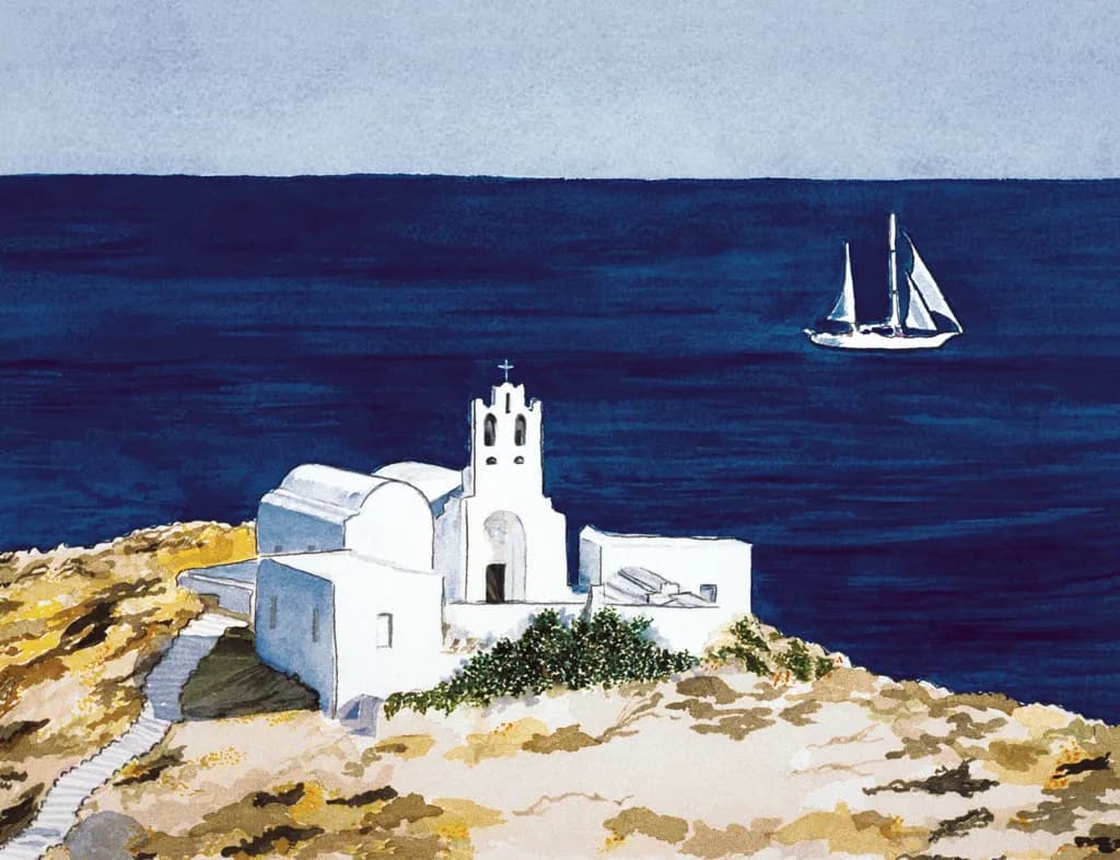 Whispers of the Aegean: A Serene Seascape with Timeless Charm