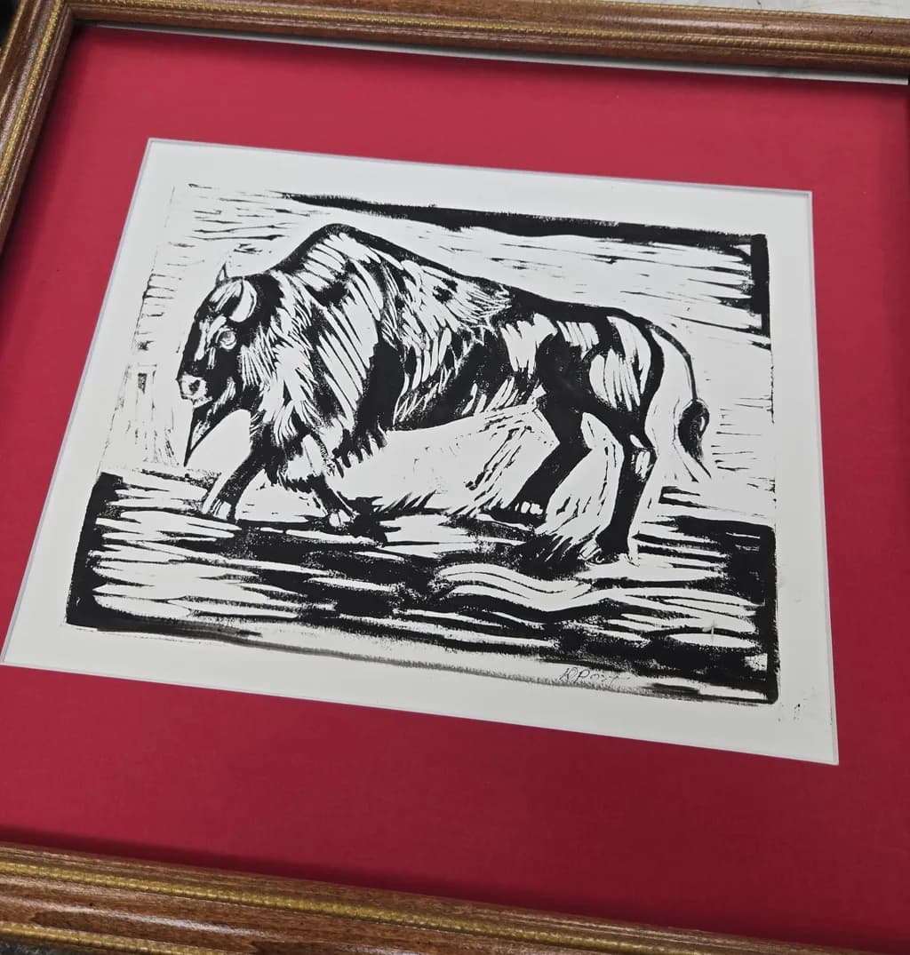 Majestic Bison: A Bold Black and White Print Capturing Nature's Spirit