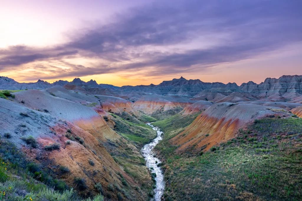 Whispers of the Badlands: A Serene Sunset Over Colorful Valleys