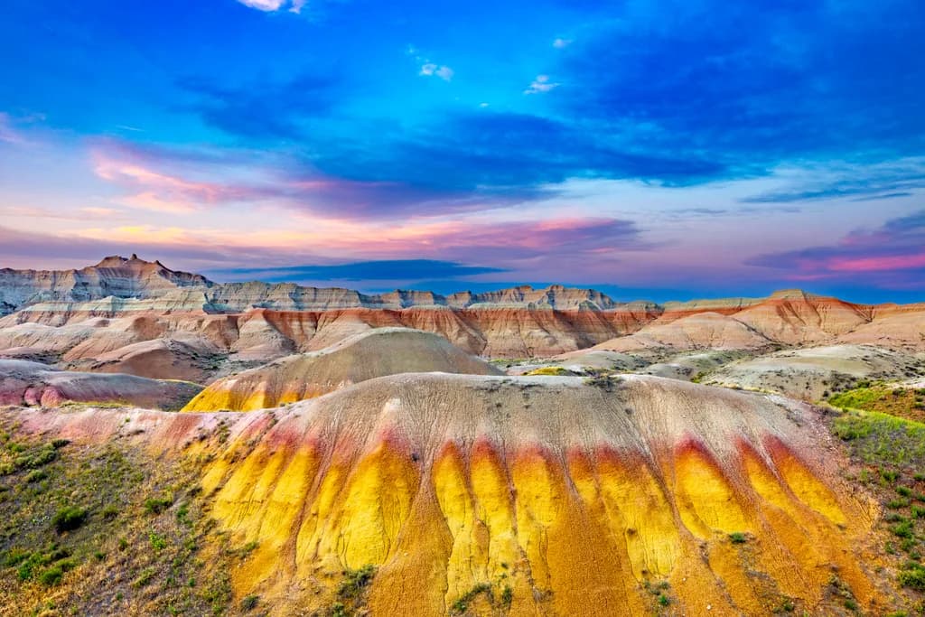 Vibrant Echoes of the Badlands: A Sunset Symphony in Color