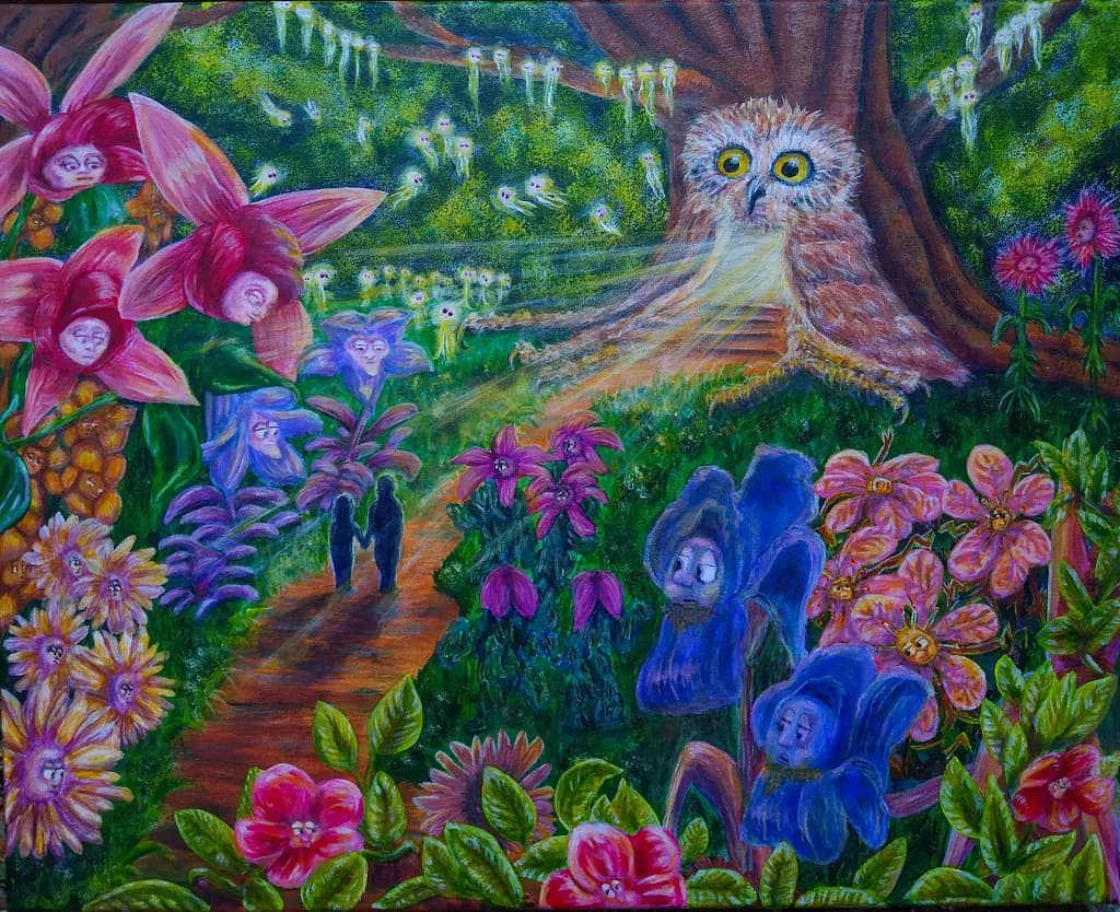 Whispers of the Enchanted Garden: A Journey Through Colorful Flora and Mystical Creatures