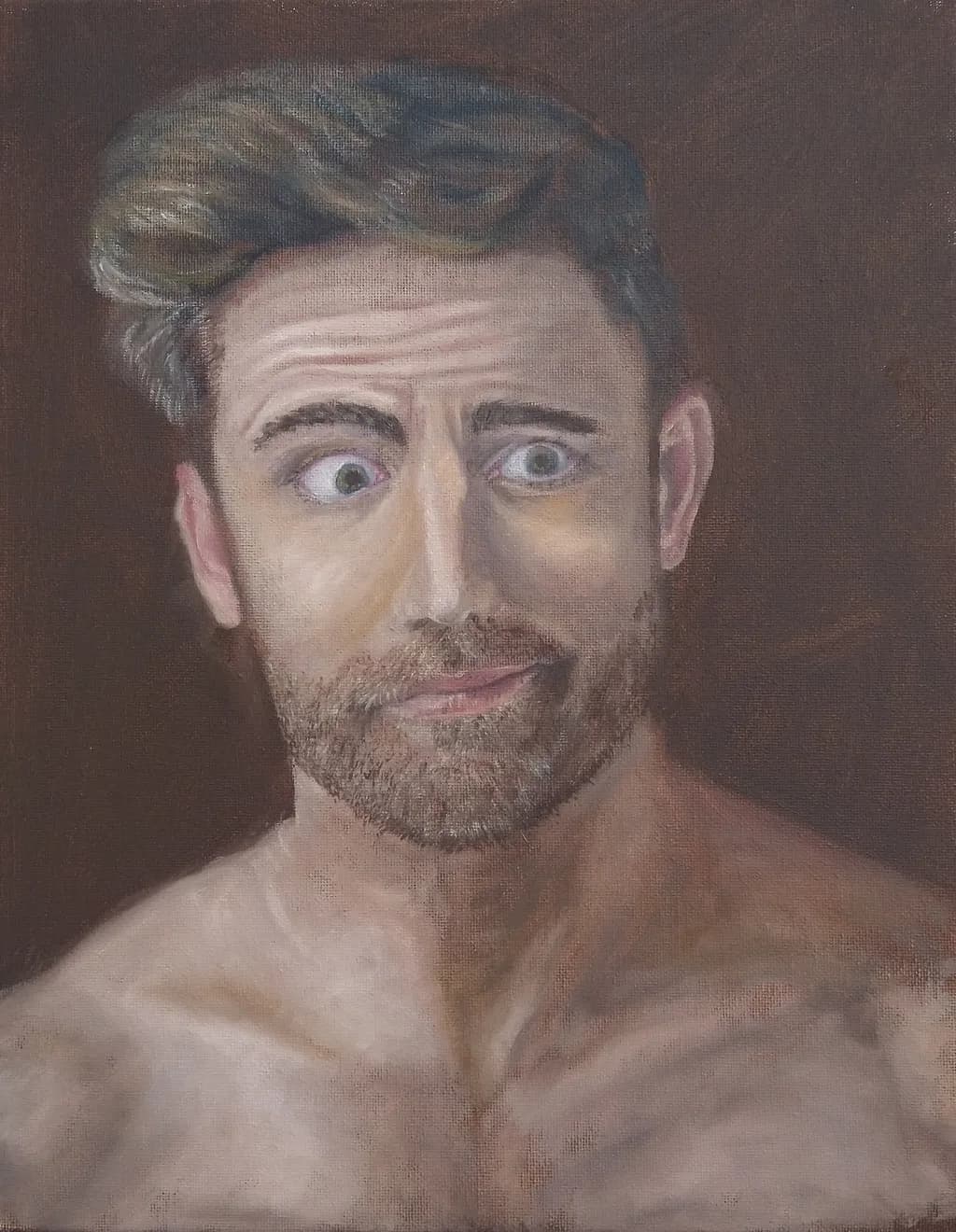 "Surprised Serenity: A Playful Portrait of Expression"