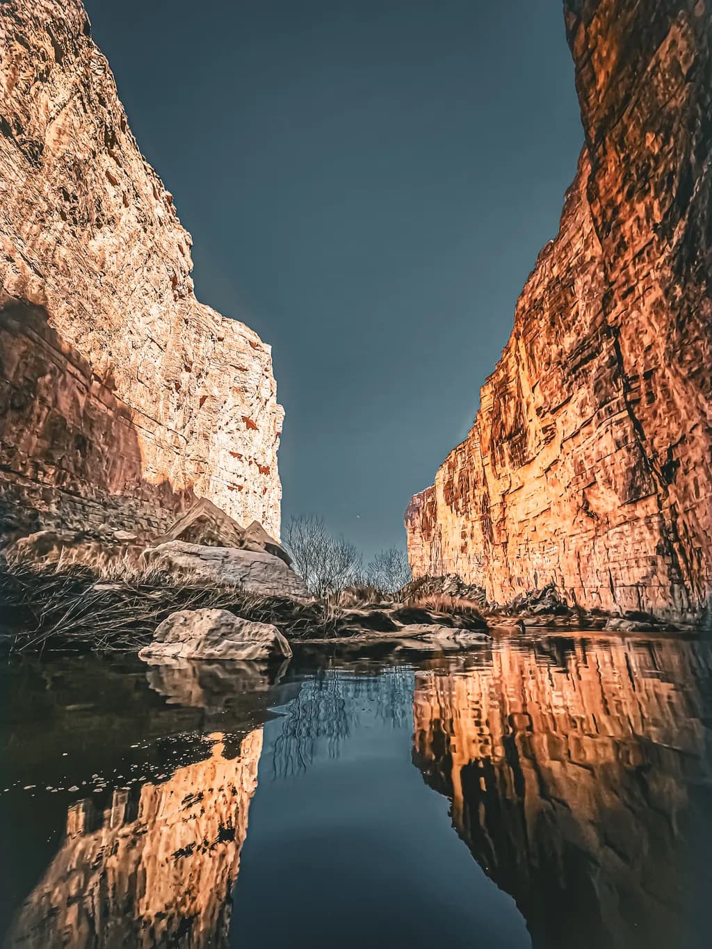 Whispers of Serenity: A Canyon Reflection in Still Waters