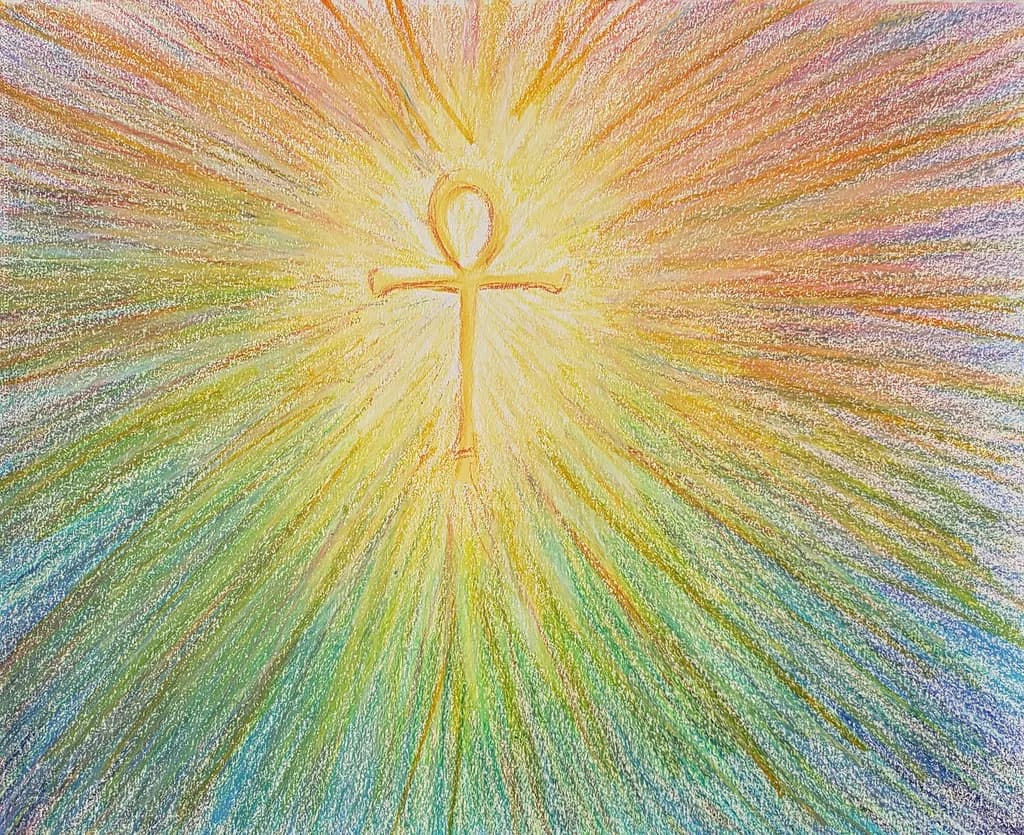 Radiant Ankh: A Burst of Colorful Light and Spiritual Energy