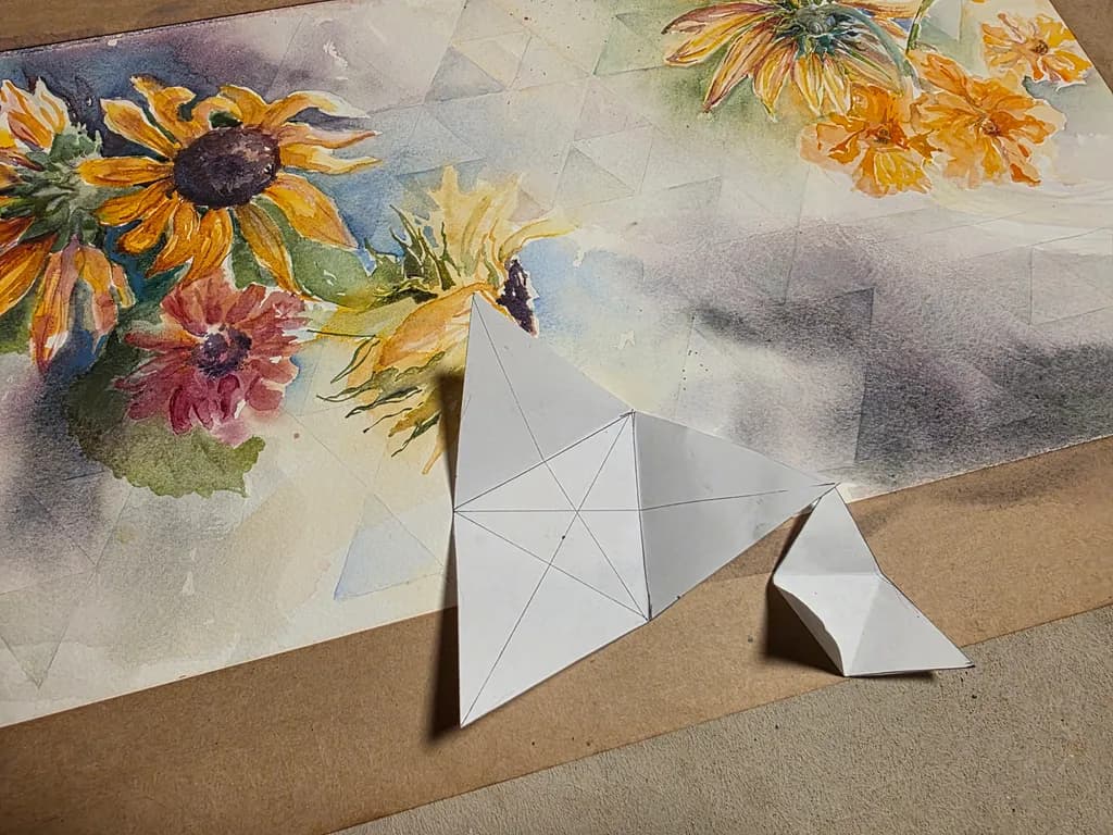 Vibrant Geometric Blooms: A Watercolor Journey Through Nature's Palette