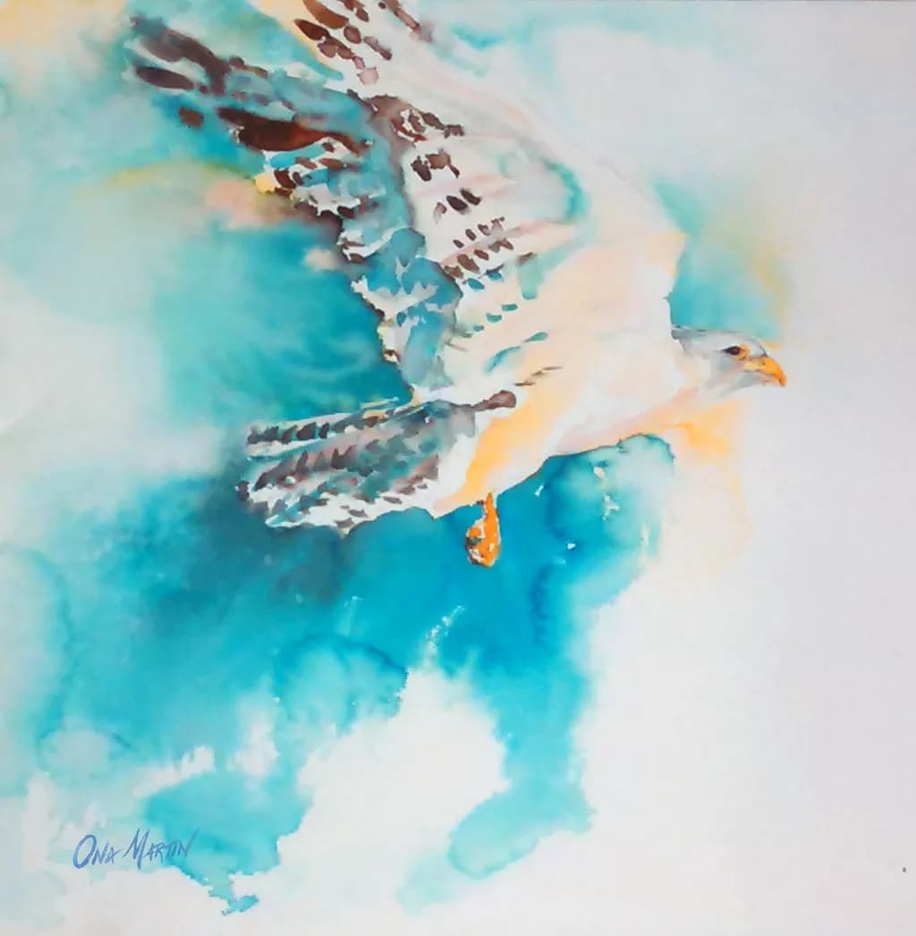 Soaring Serenity: A Watercolor Journey Through the Sky
