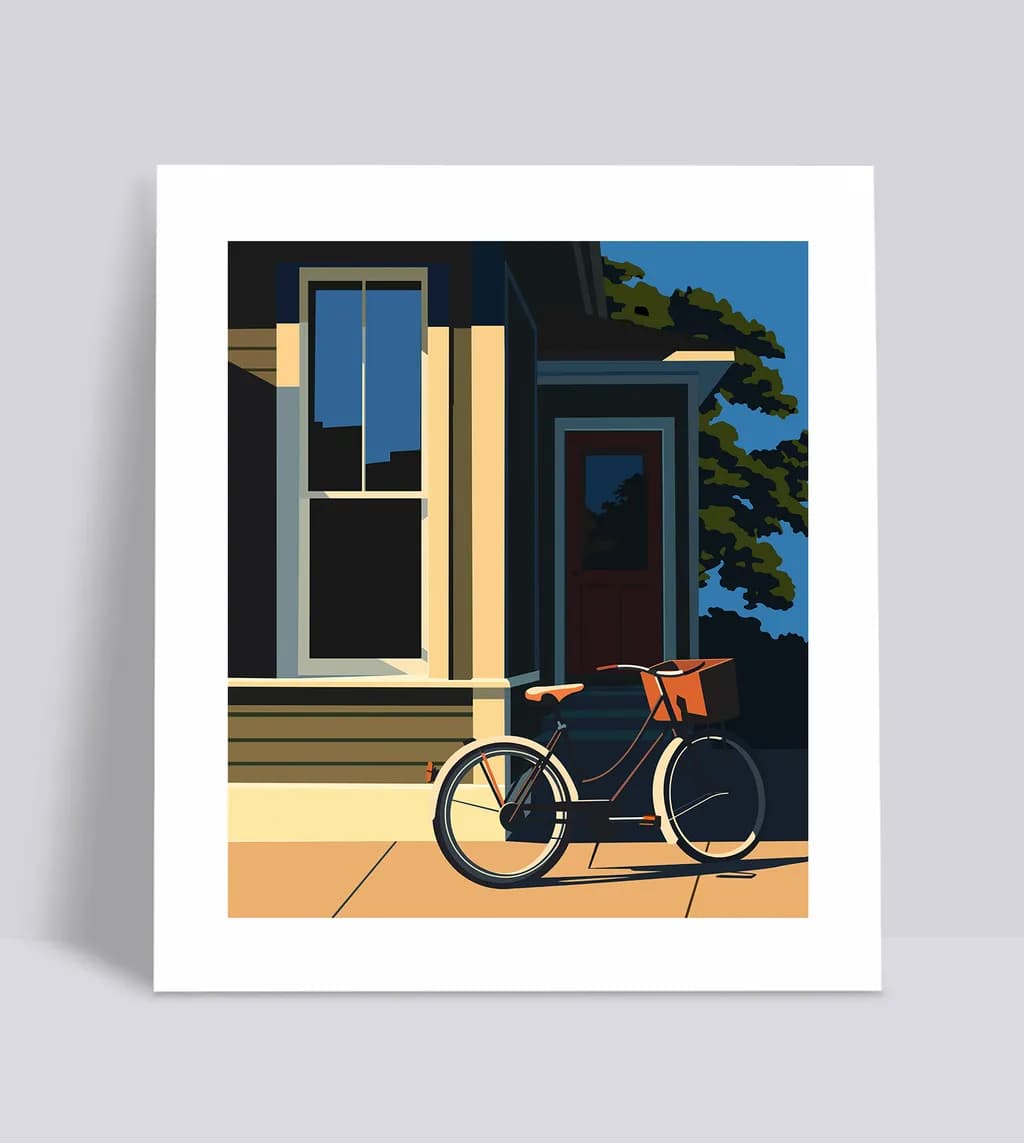 Urban Serenity: A Bicycle's Journey Through Architectural Shadows
