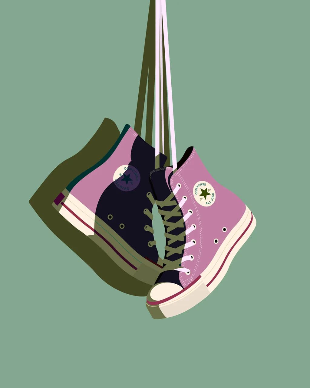 Hanging Hues: A Playful Dance of Converse Colors