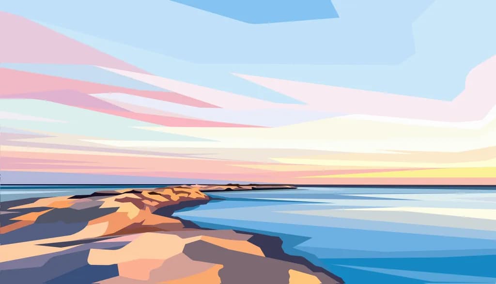 Serene Horizon: A Vibrant Coastal Escape at Dusk
