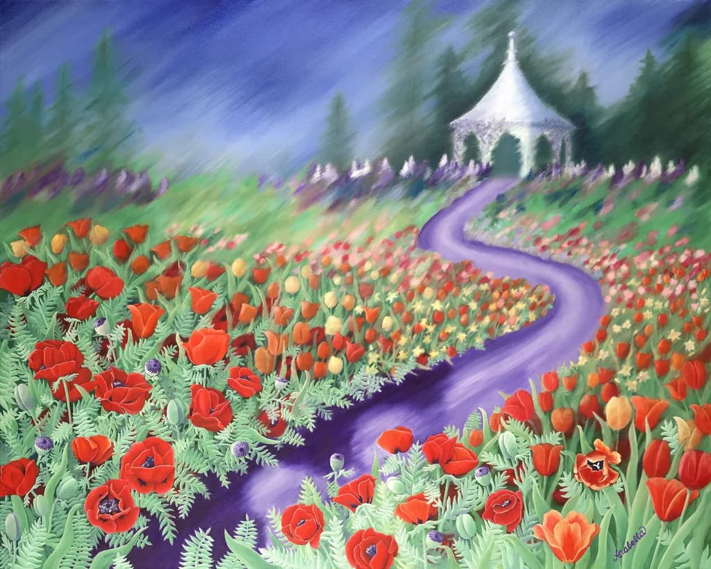 Whispers of a Serene Garden Pathway: A Vibrant Floral Journey