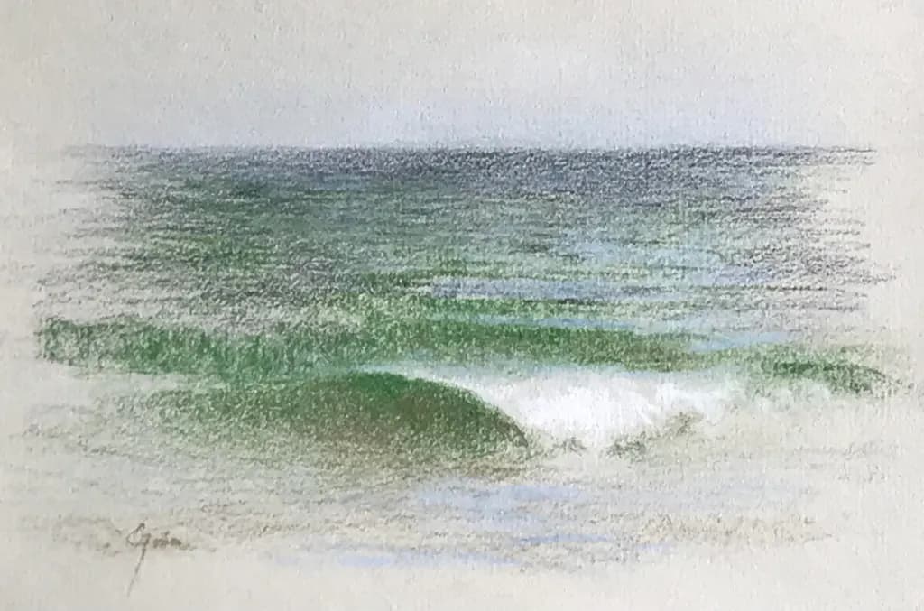 Serenity in Green: A Tranquil Ocean Wave Landscape