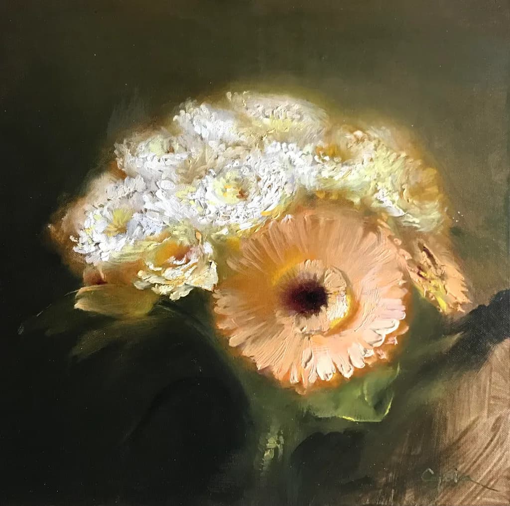 Whispers of Color: A Floral Symphony in Soft Hues and Textured Elegance