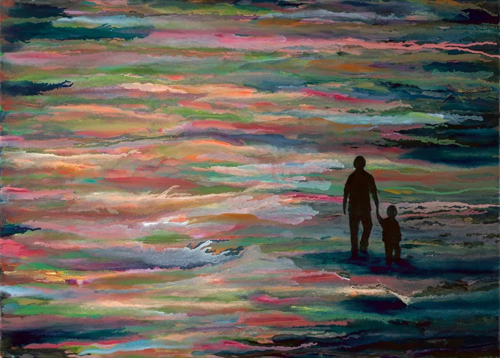 Whispers of Serenity: A Colorful Reflection of Connection in Silhouette