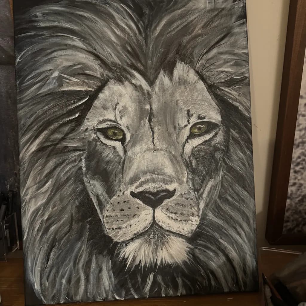 Majestic Monochrome: The Soulful Gaze of a Lion Portrait