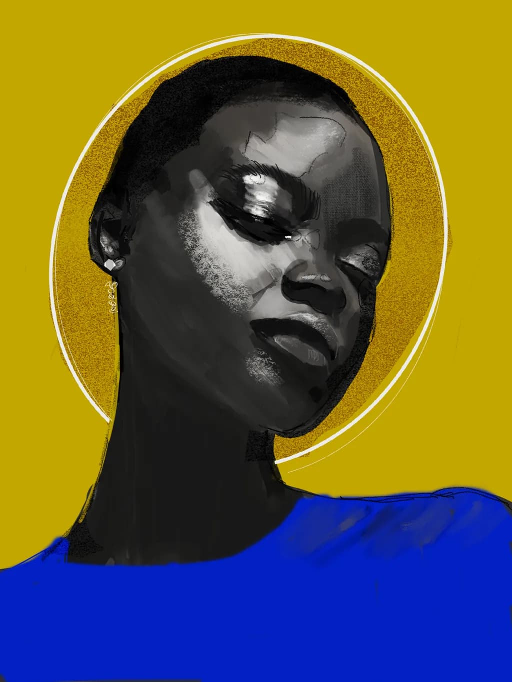 Ethereal Reverie: A Portrait of Strength and Serenity in Bold Hues