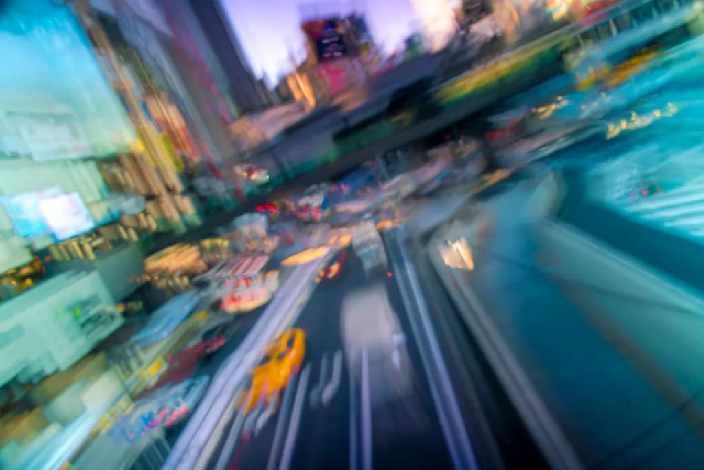 Urban Symphony: A Colorful Blur of Nightlife Motion in the Cityscape