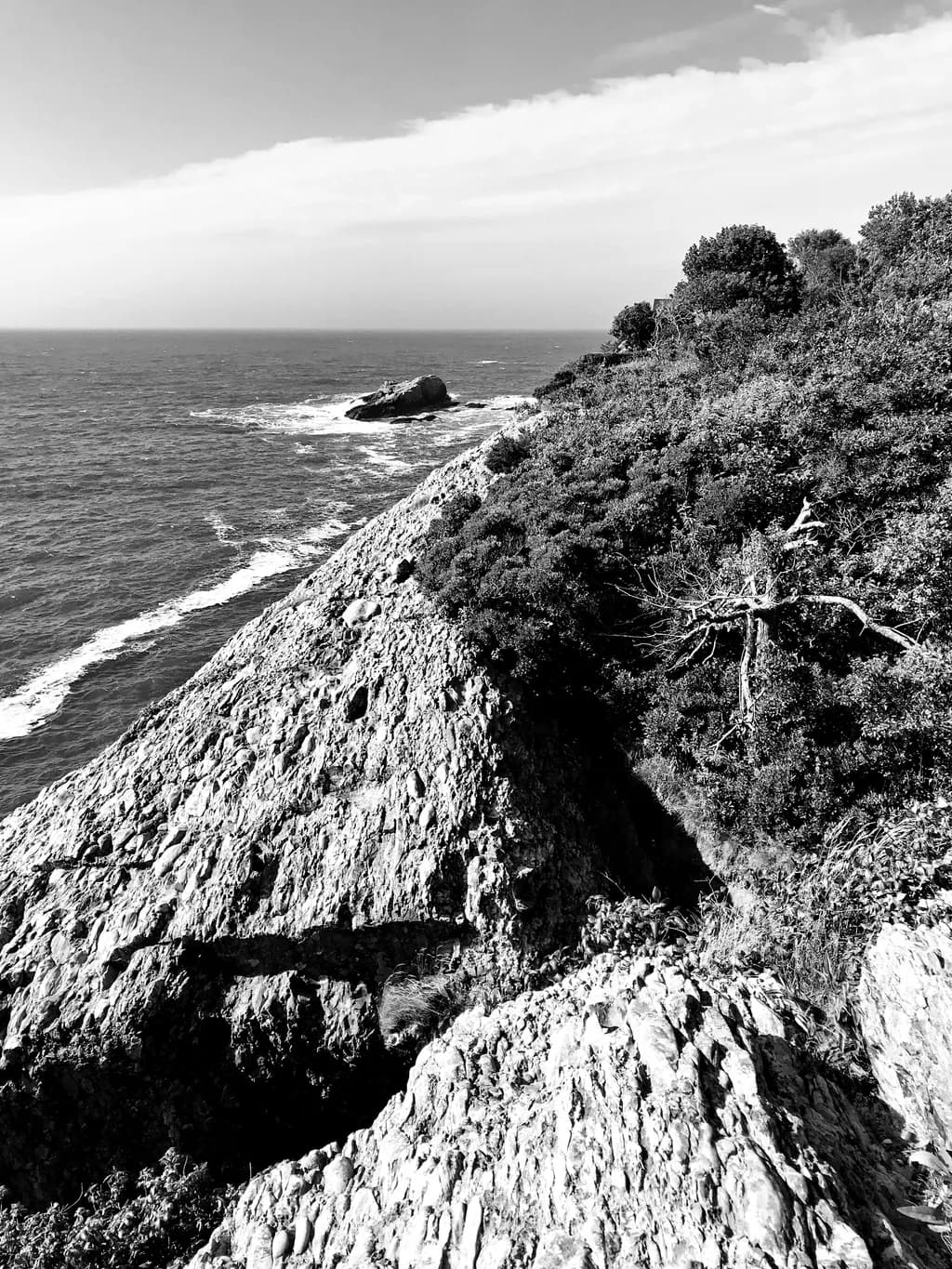 Whispers of the Monochrome Coast: A Rocky Seascape Journey