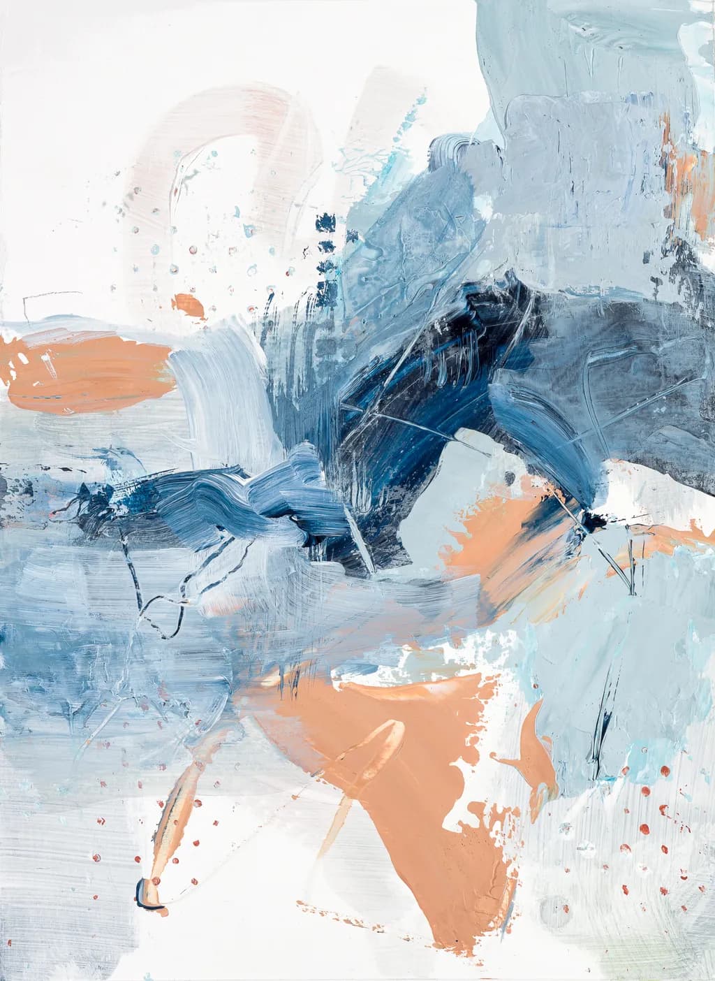 Whimsical Waves: A Dance of Blues and Earthy Hues in Abstract Harmony