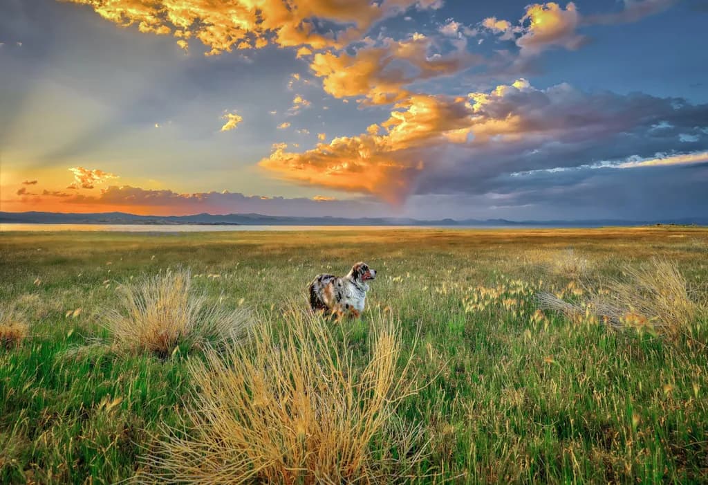 Golden Horizons: A Sunset Adventure with Maverick in the Sierra Grasslands