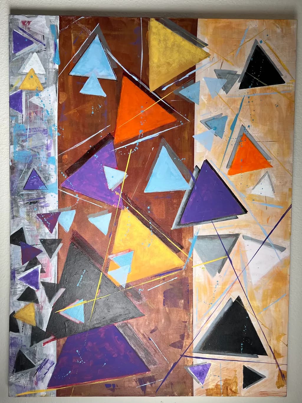 Vibrant Geometric Harmony: An Abstract Exploration of Colorful Triangles in Modern Art