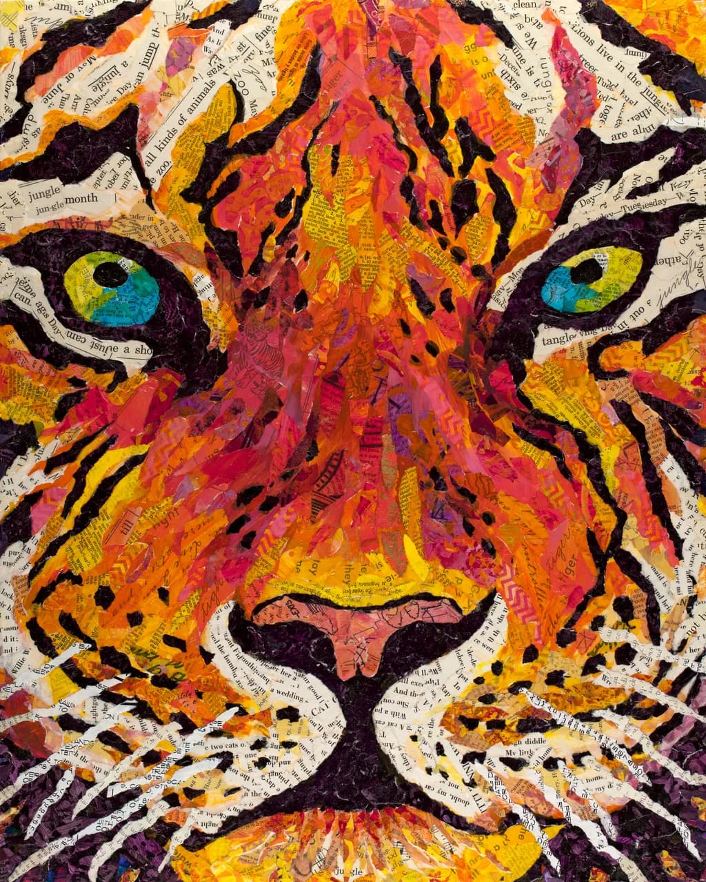 Vibrant Roar: A Colorful Collage of the Wild Tiger's Spirit