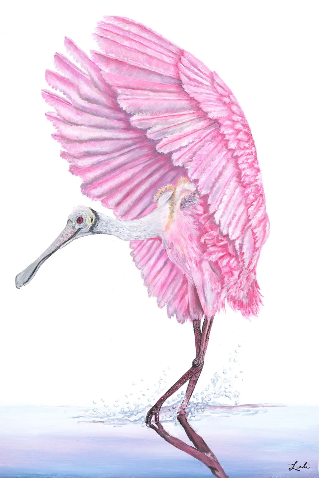 Dancing in Pink: A Graceful Flamingo's Water Ballet