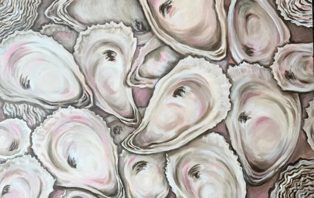 Whimsical Oyster Dance: Nature's Pearls in Soft Hues