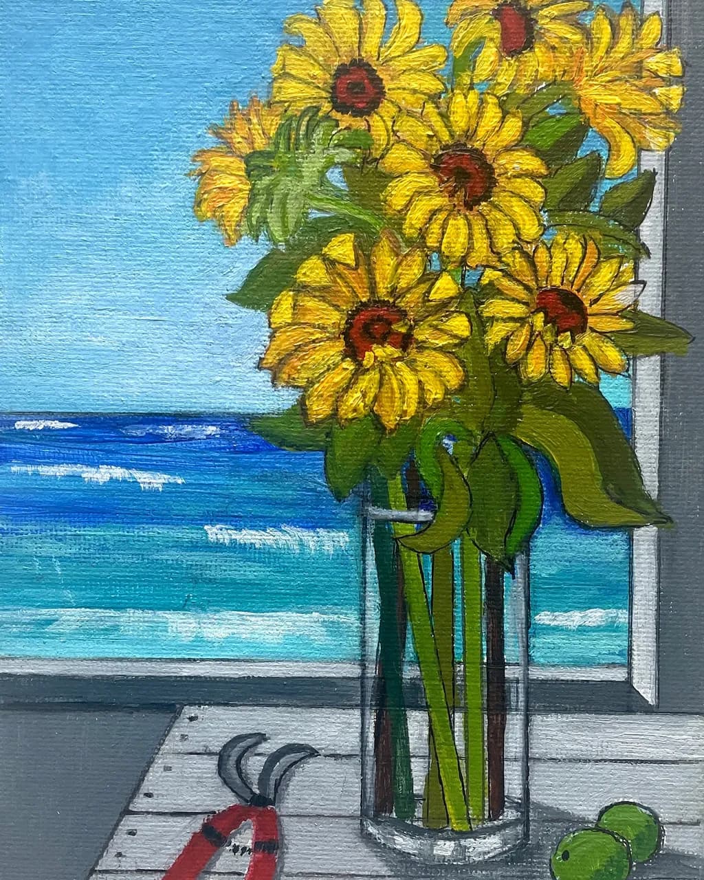 Sunflowers by the Shore