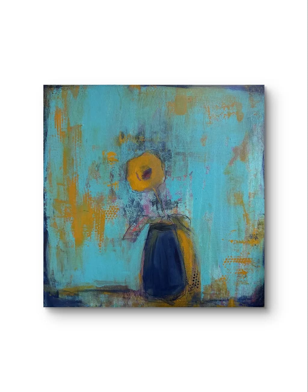 Vibrant Blue Blossom: An Abstract Floral Journey in Modern Art