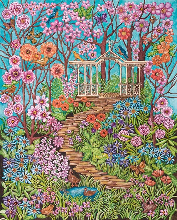Whispers of Spring: A Vibrant Garden Retreat with Blossoms and Birds