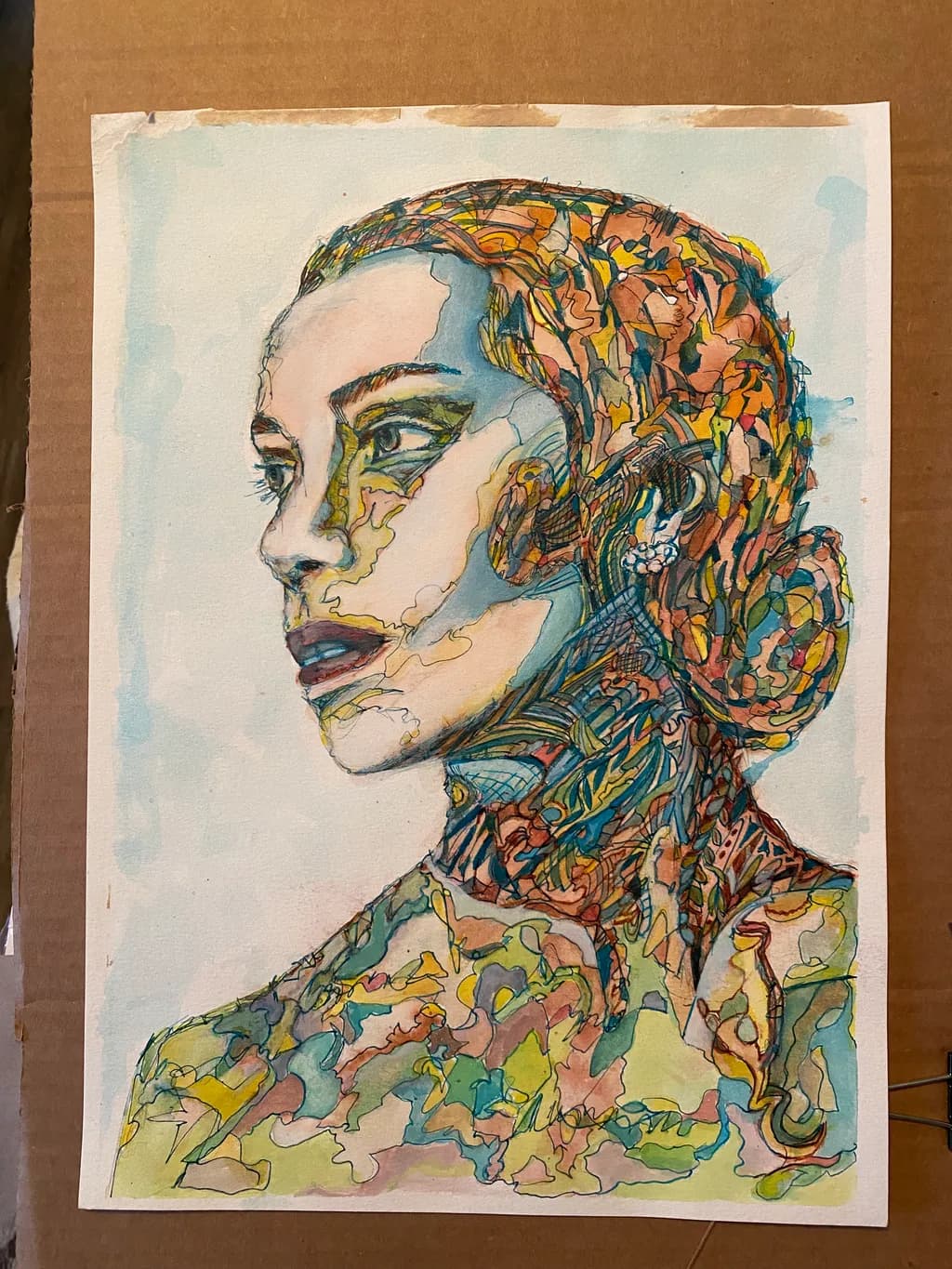 Whispers of Color: A Portrait of Intricate Beauty and Emotion
