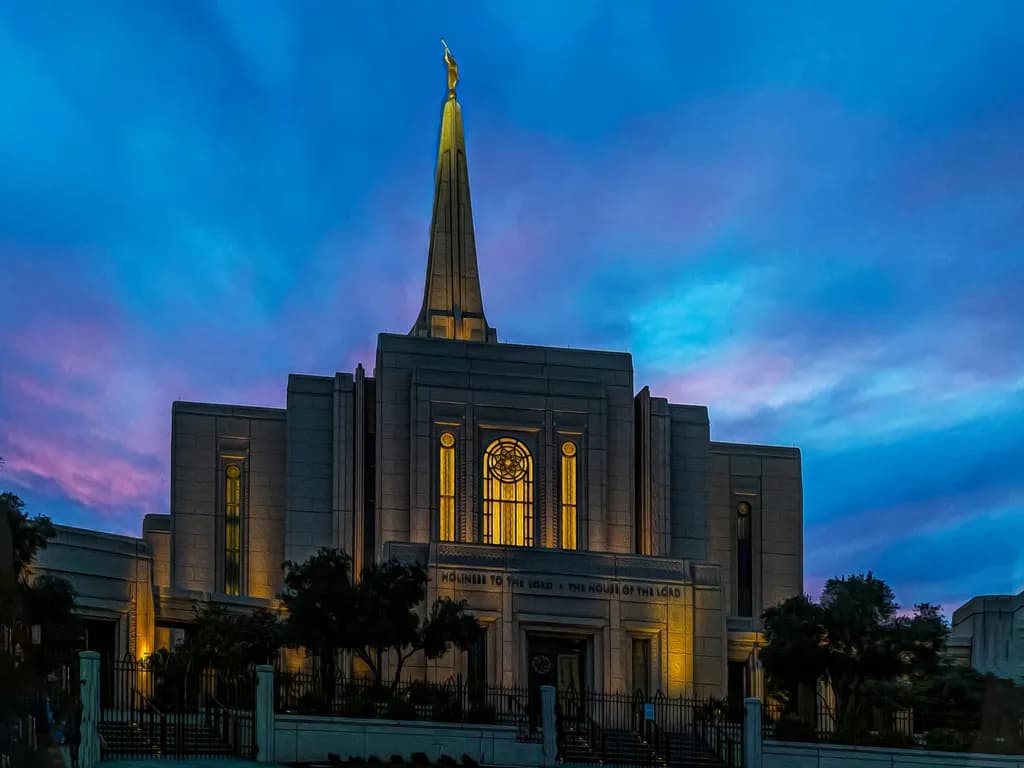 Celestial Serenity: Illuminated Temple Against a Twilight Sky