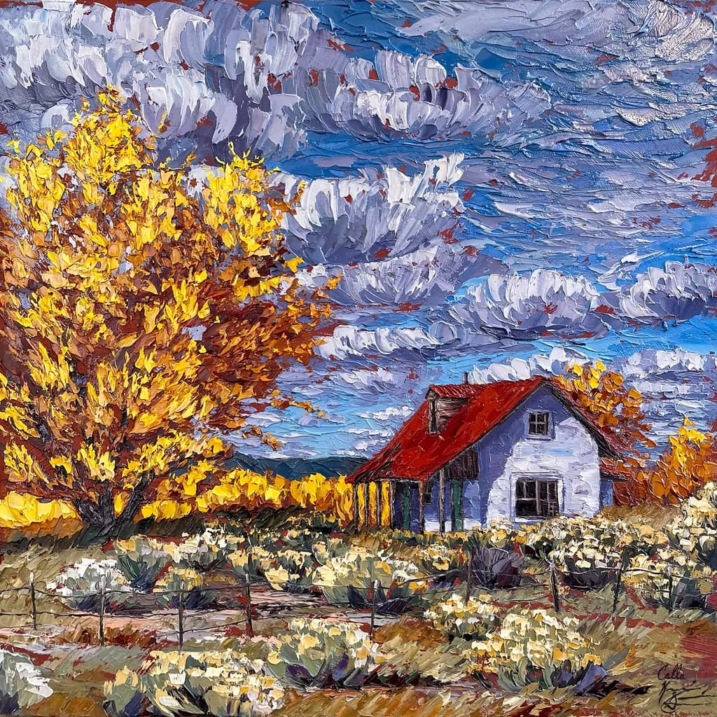 Whispers of Autumn: A Rustic Retreat Beneath a Painted Sky