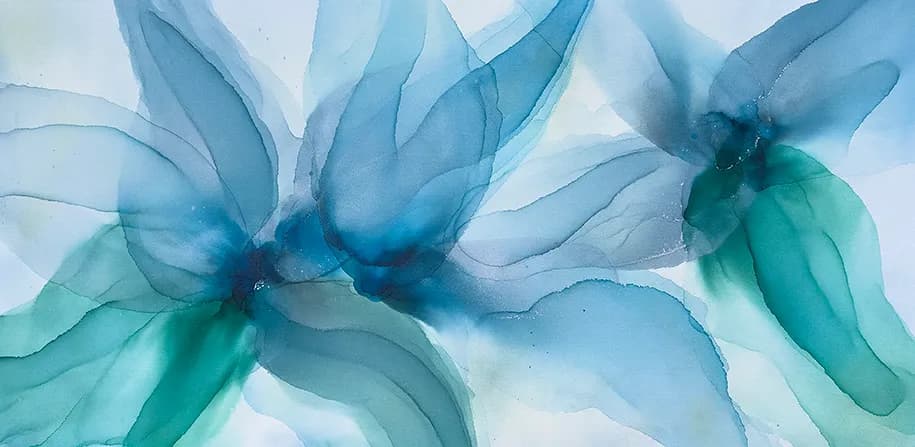 Whispers of Aqua: Ethereal Floral Dance in Fluid Artistry