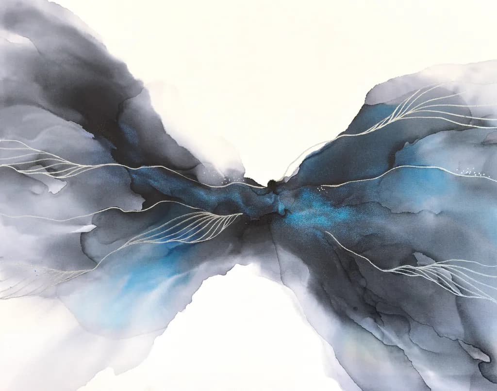 Whispers of the Abyss: A Dance of Blue and Black in Fluid Artistry