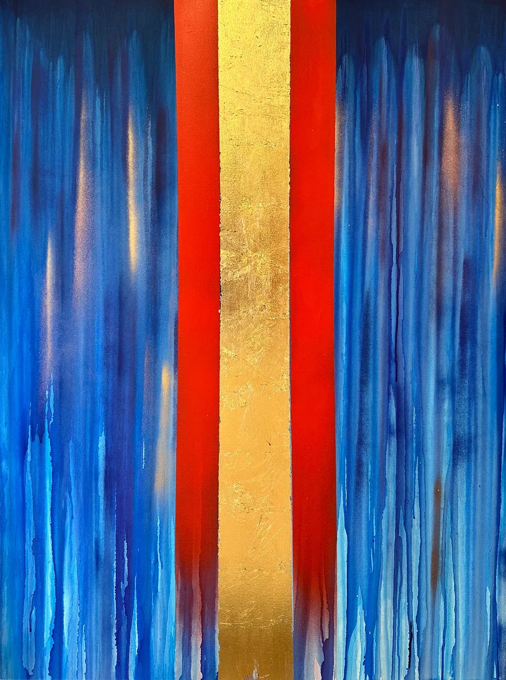 Radiant Harmony: A Symphony of Blue, Gold, and Red