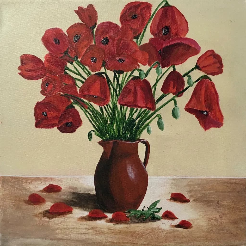 Poppy Passion-Poppies in Red Pitcher
