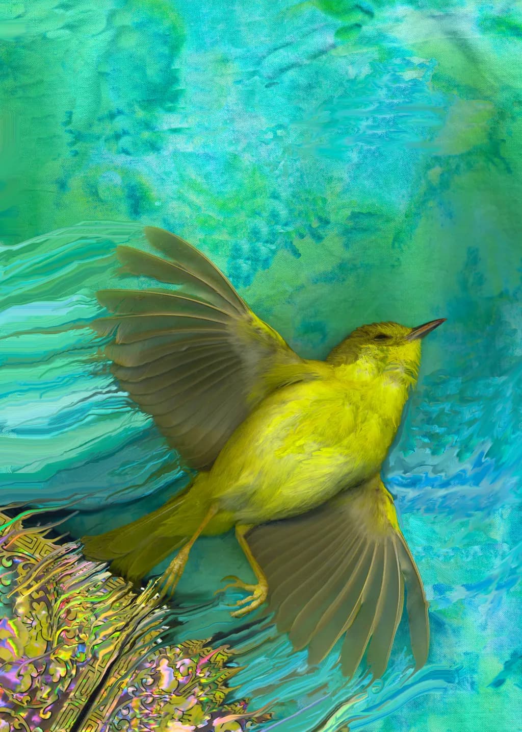Pine Warbler Taking Flight