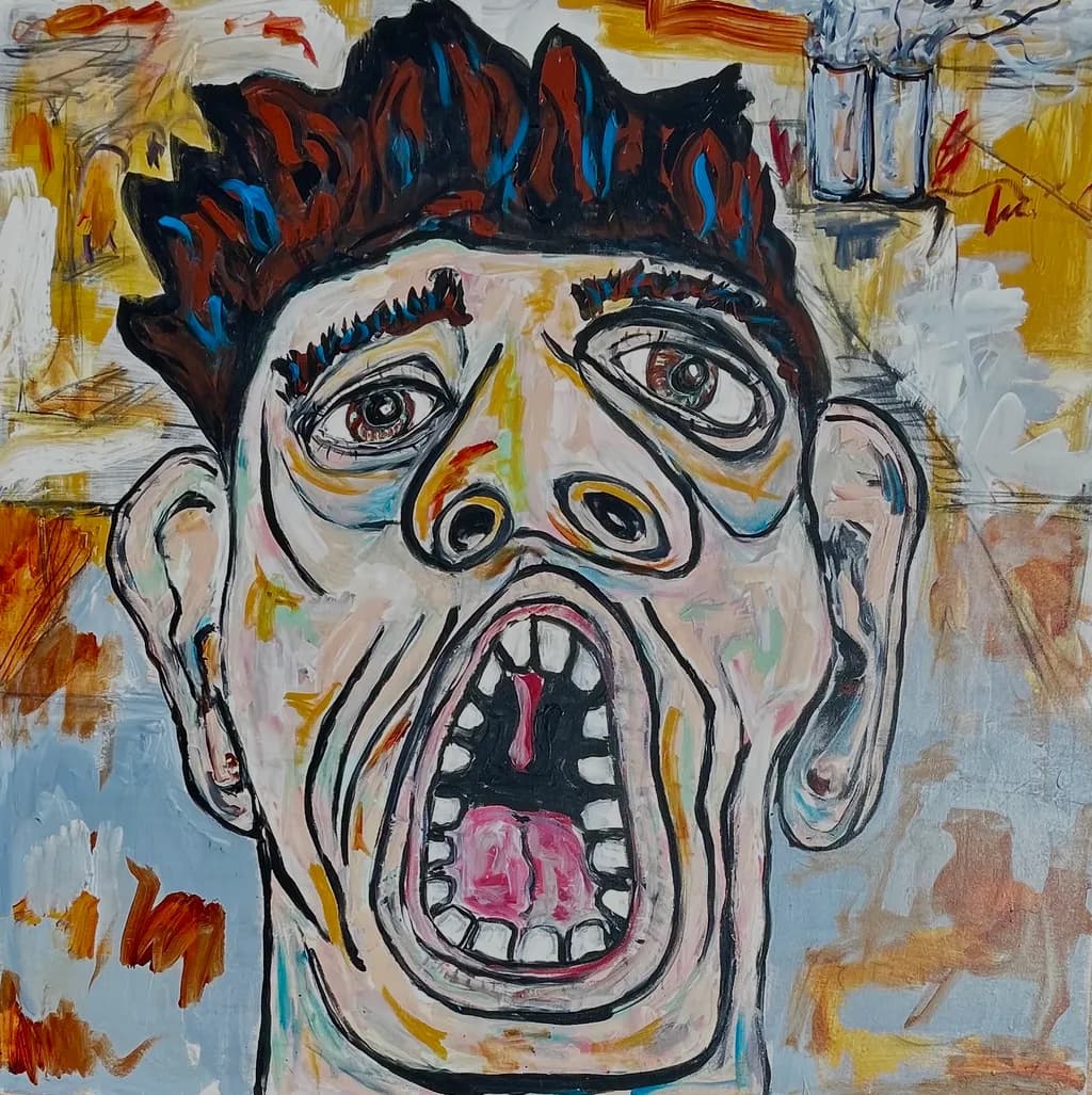 Echoes of Despair: A Raw Expression of Human Emotion in Vibrant Color
