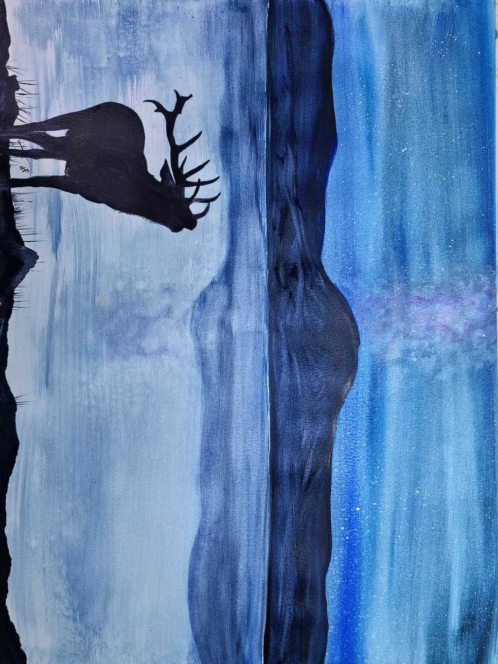 Whispers of the Night: A Majestic Stag Beneath the Celestial Veil