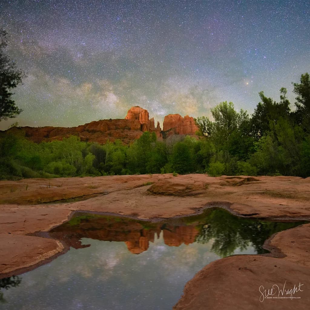 Sedona Night Sky Reflection