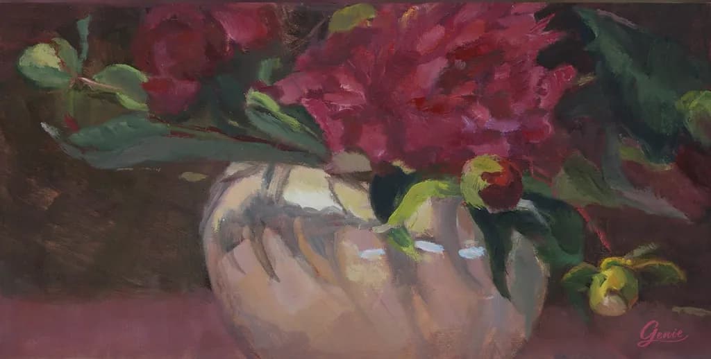 Vibrant Blossoms: A Lush Floral Symphony in a Delicate Vase
