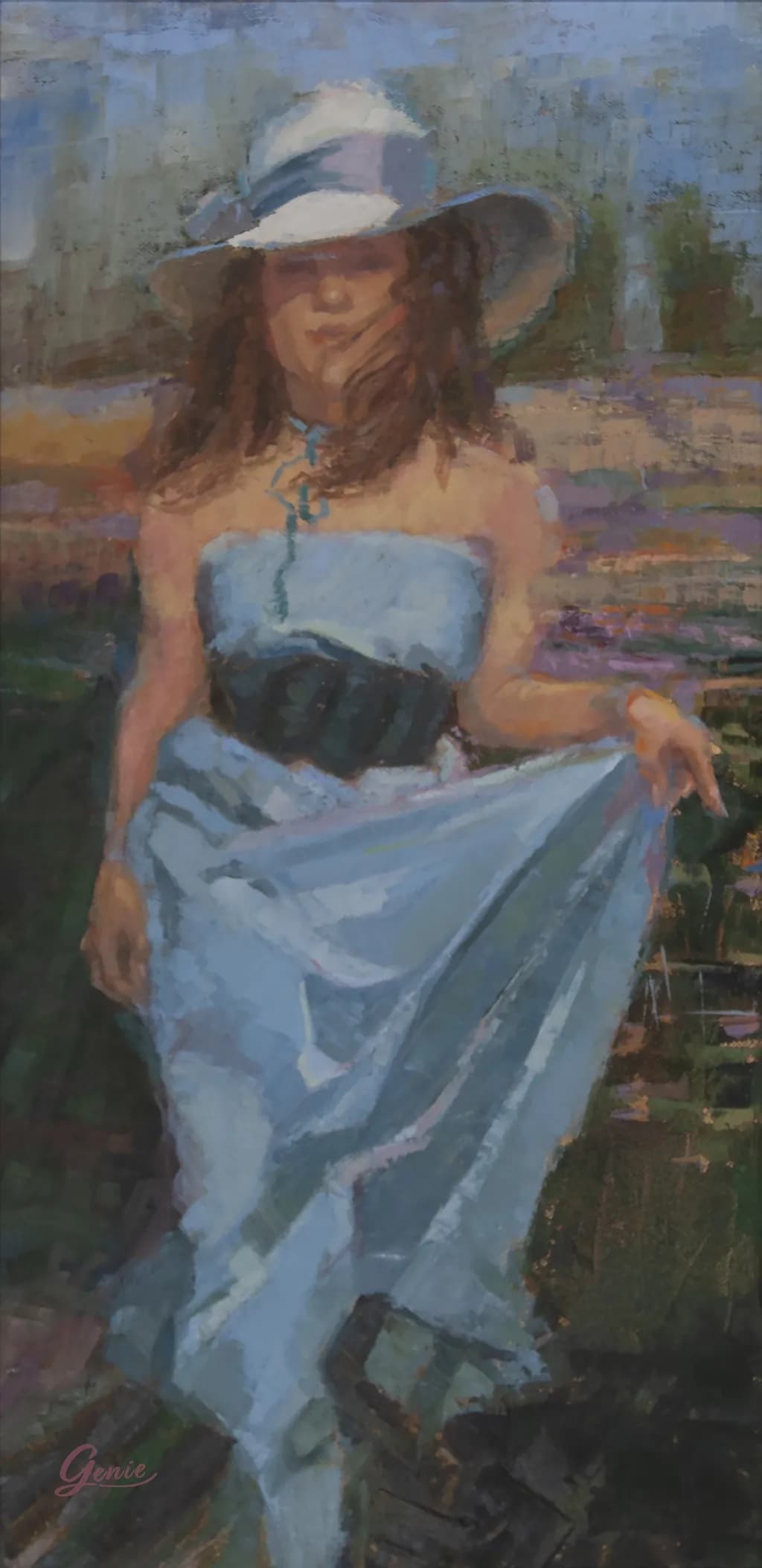 Whispers of Summer: A Serene Portrait in Blue and Green Tones
